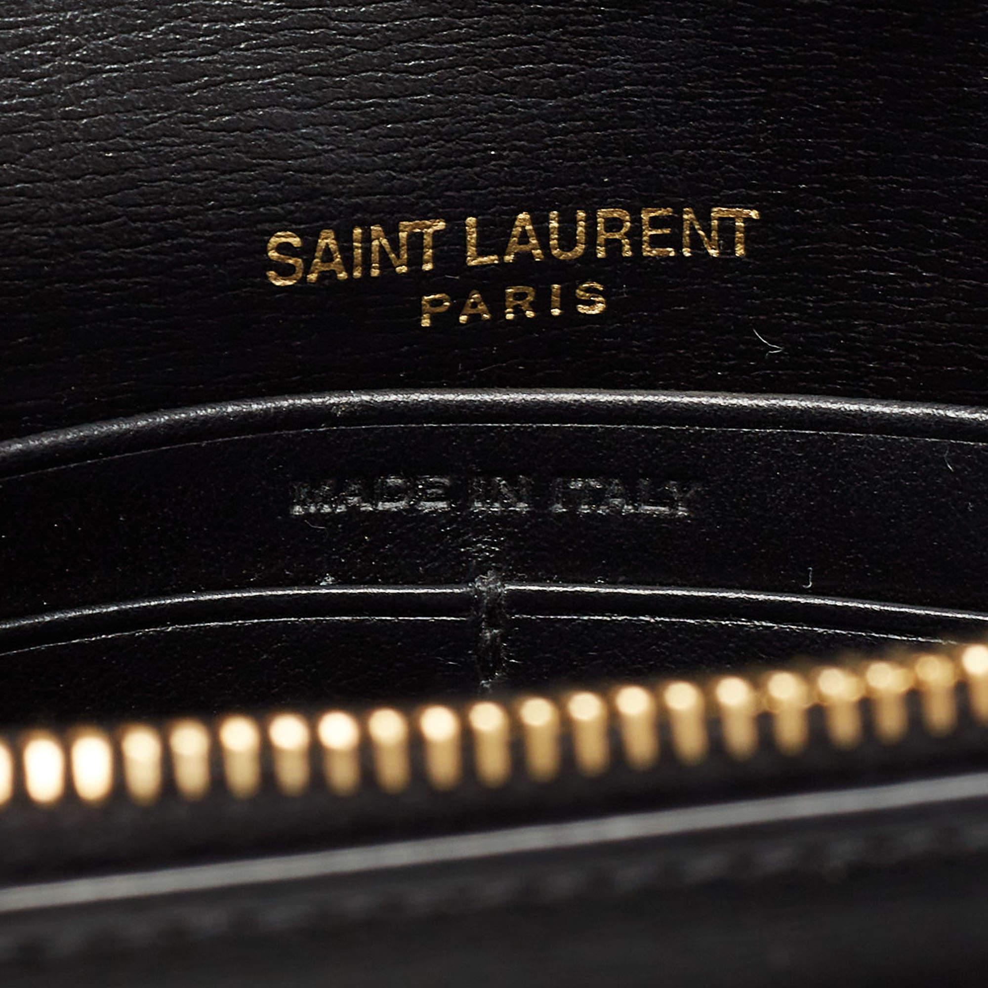 Saint Laurent Black Leather Sunset Chain Wallet For Sale 8