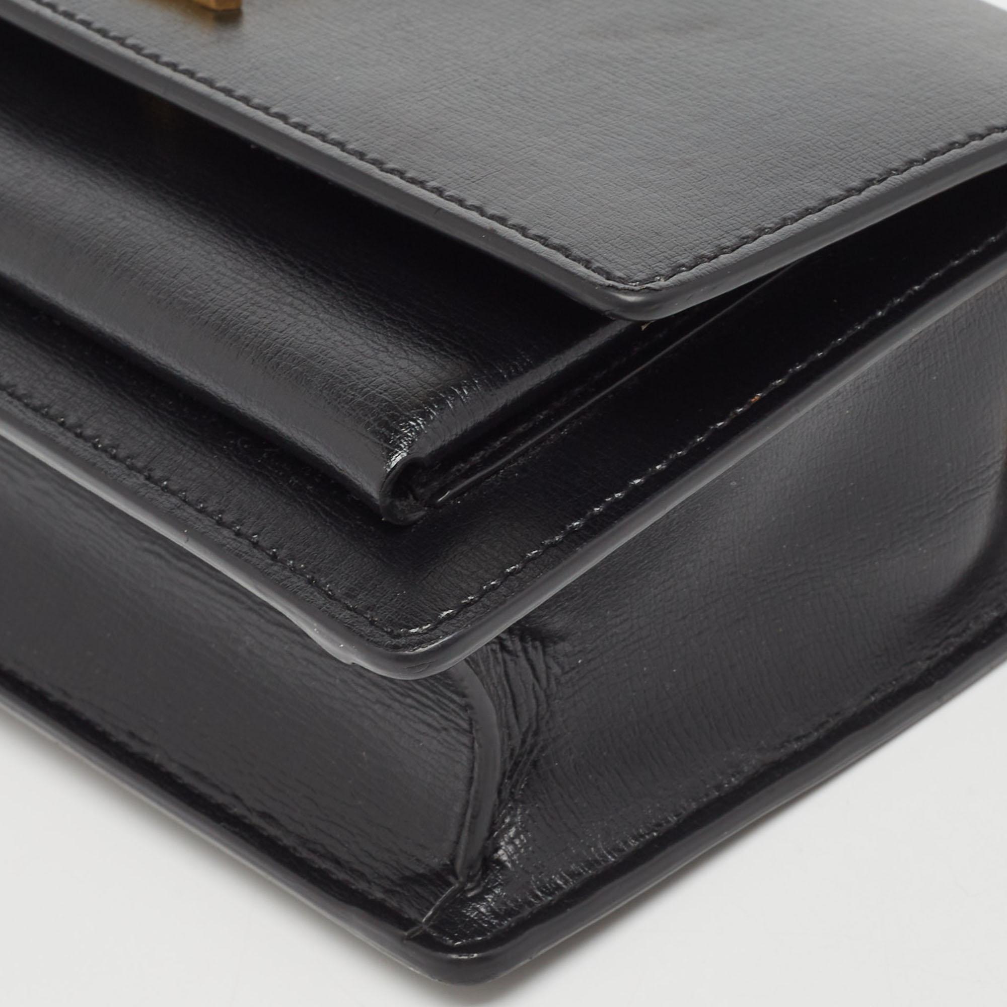 Saint Laurent Black Leather Sunset Top Handle Bag 10