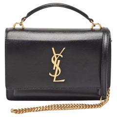 Saint Laurent Black Leather Sunset Top Handle Bag