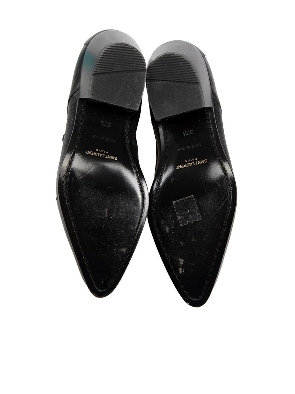 Women's Saint Laurent Black Leather Susan Ankle Boots Size IT 37.5 For Sale