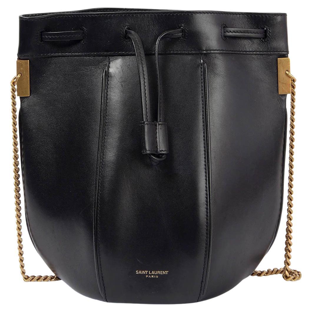SAINT LAURENT black leather TALITHA Bucket Shoulder Bag