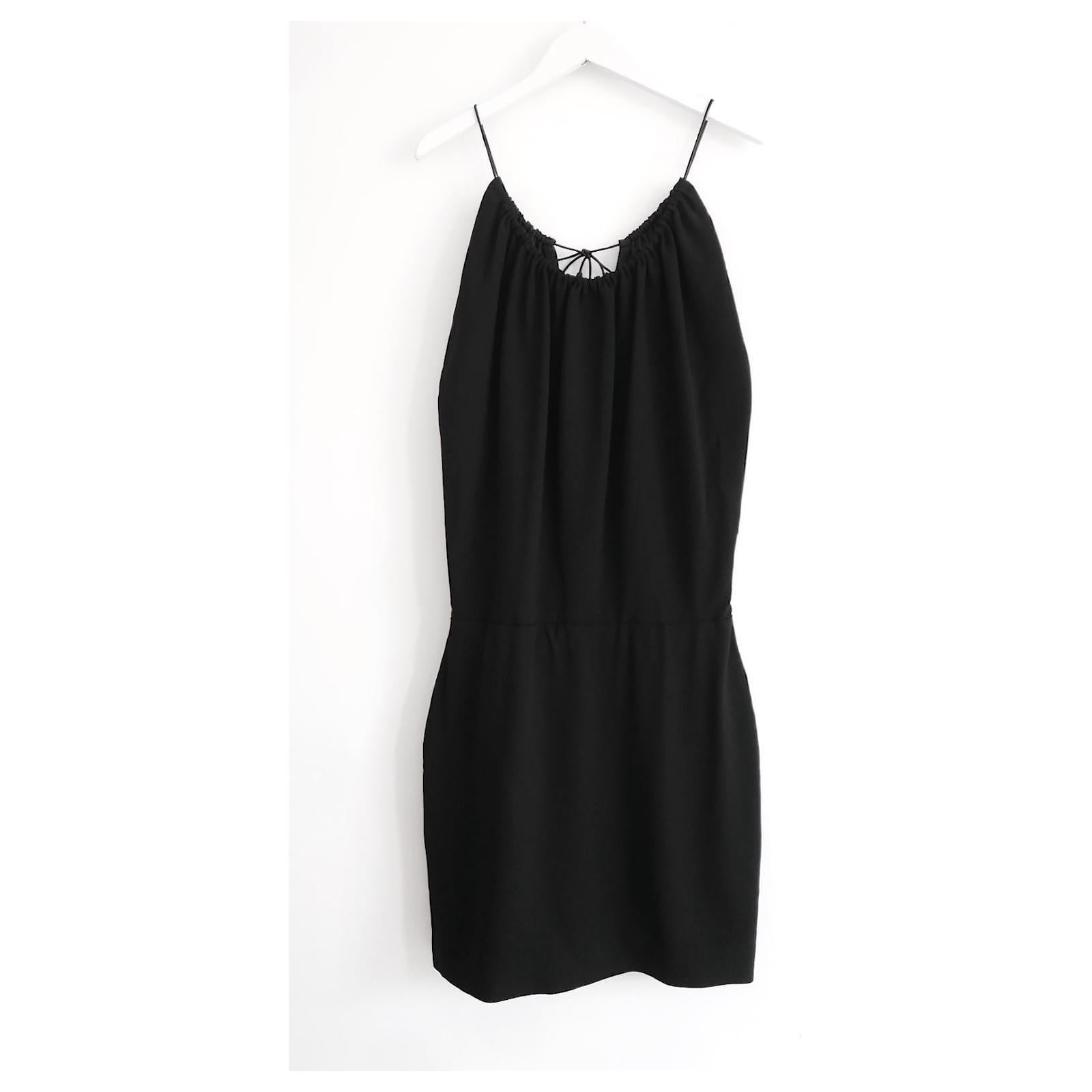 Saint Laurent Black Leather Tassel Mini Dress For Sale 1