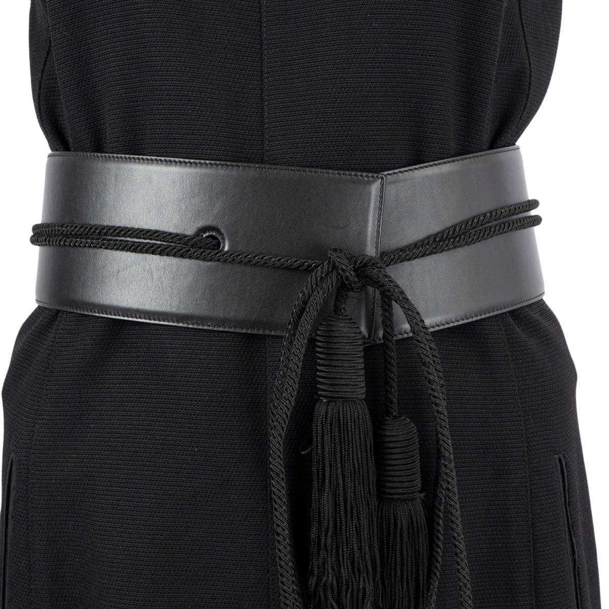 100% authentic Saint Laurent wrap waist belt in smooth black leather with self-tie tasselled cord. Has been worn and is in excellent condition. Comes with dust bag. 

Measurements
Model	321105 501523
Tag Size	M
Size	M
Width	7.5cm (2.9in)
Length	74cm