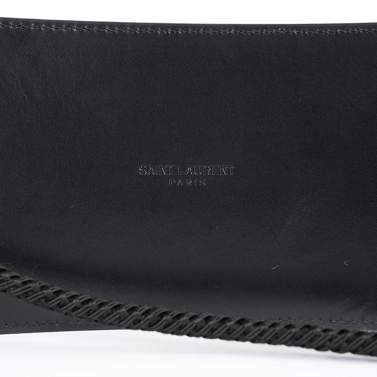 SAINT LAURENT black leather TASSELED WRAP WAIST Belt M For Sale 2