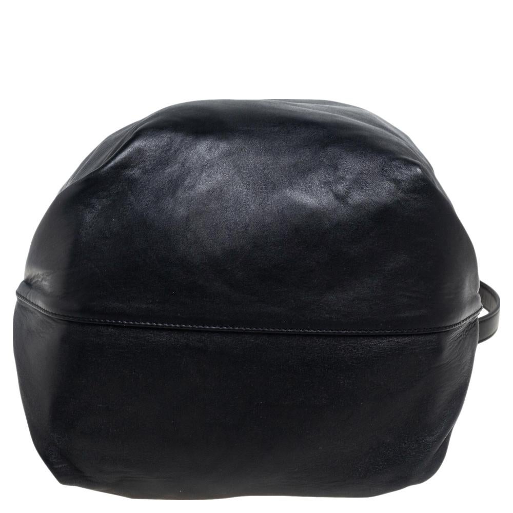 Saint Laurent Black Leather Teddy Bucket Bag 1