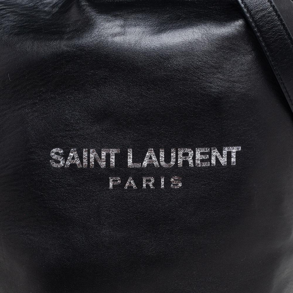 Saint Laurent Black Leather Teddy Bucket Bag 4