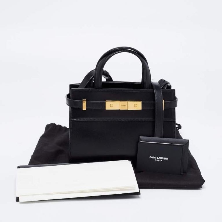 Saint Laurent Black Leather Tote For Sale at 1stDibs