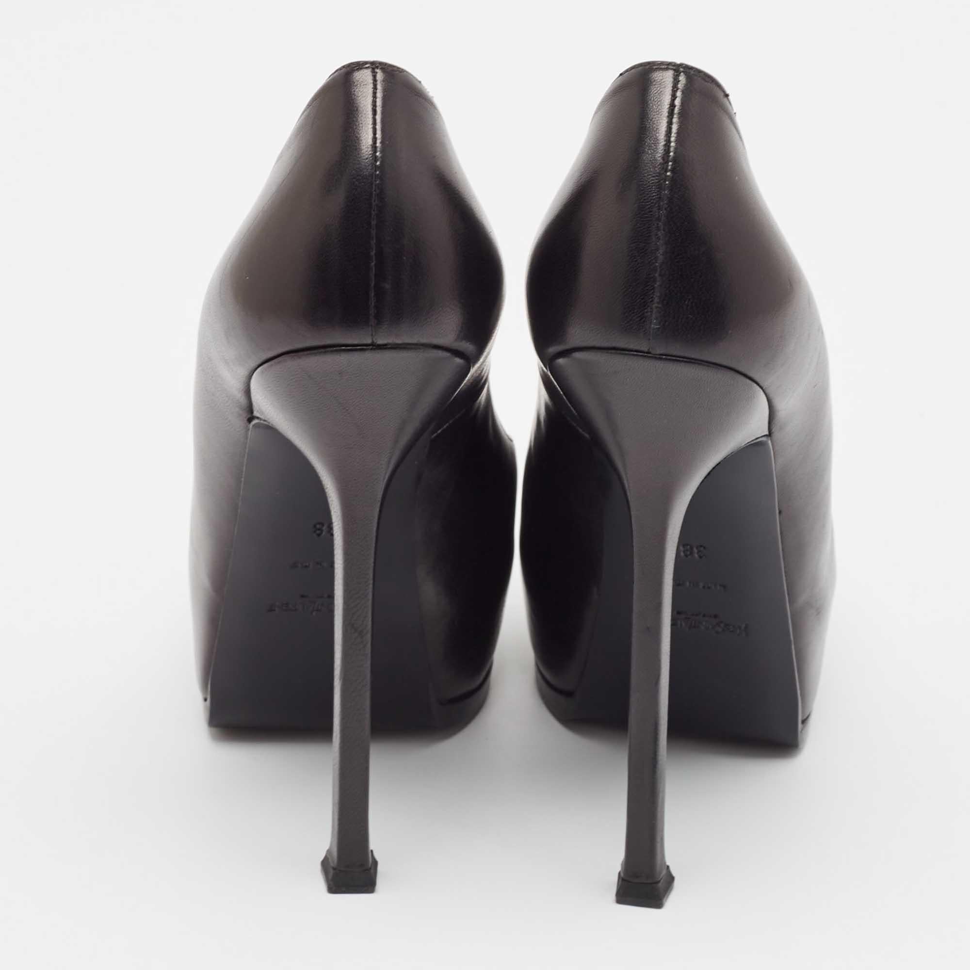 Saint Laurent Black Leather Tribtoo Platform Pumps Size 38 1