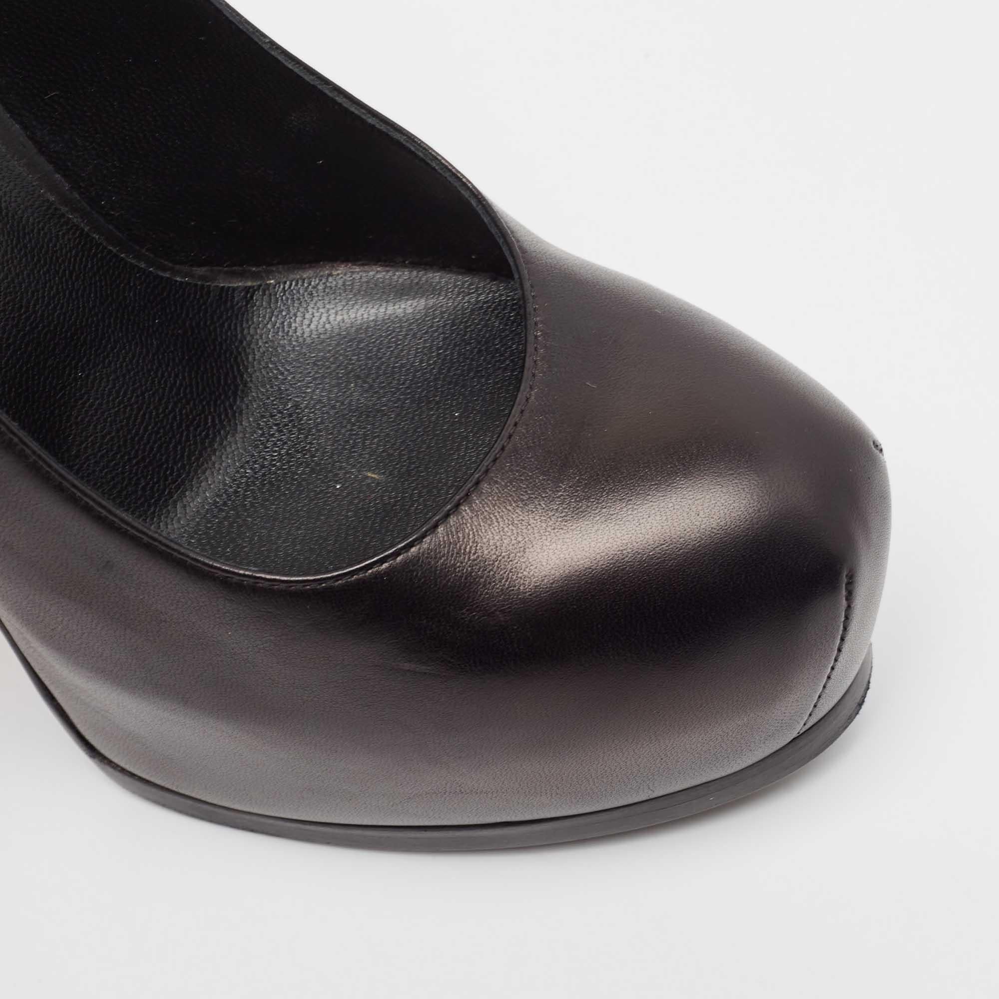Saint Laurent Black Leather Tribtoo Platform Pumps Size 38 3