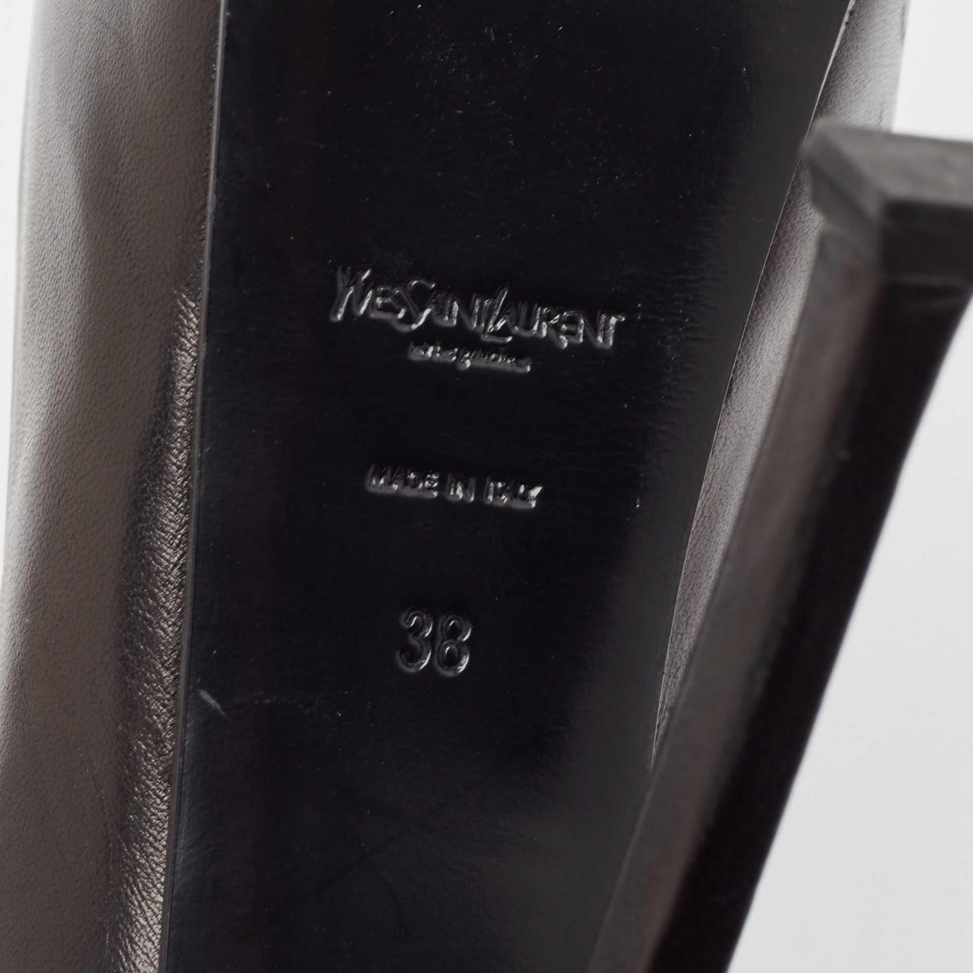 Saint Laurent Black Leather Tribtoo Platform Pumps Size 38 4