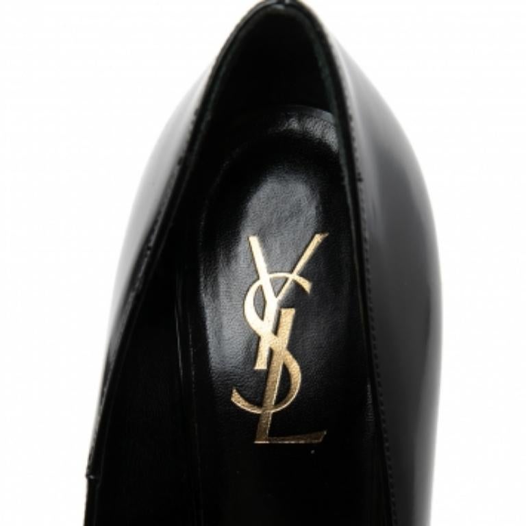 Noir Saint Laurent  Escarpins à plateforme Tribtoo en cuir noir Taille 38.5 en vente