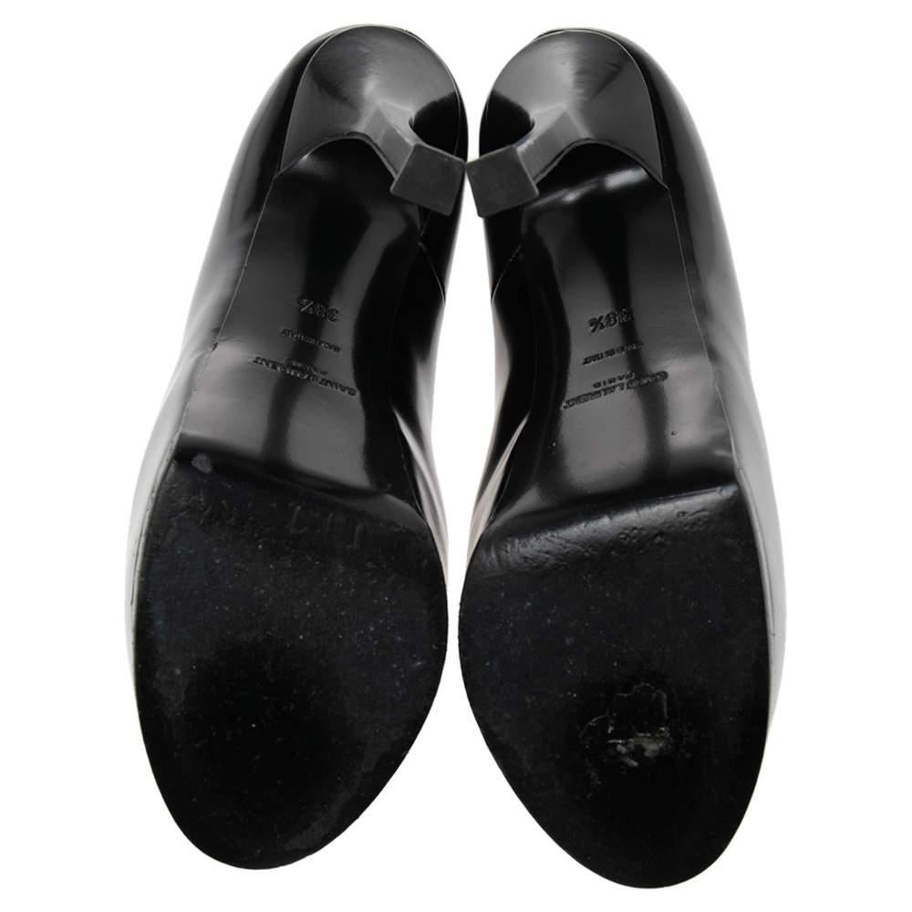 Saint Laurent  Black Leather Tribtoo Platform Pumps Size 38.5 2
