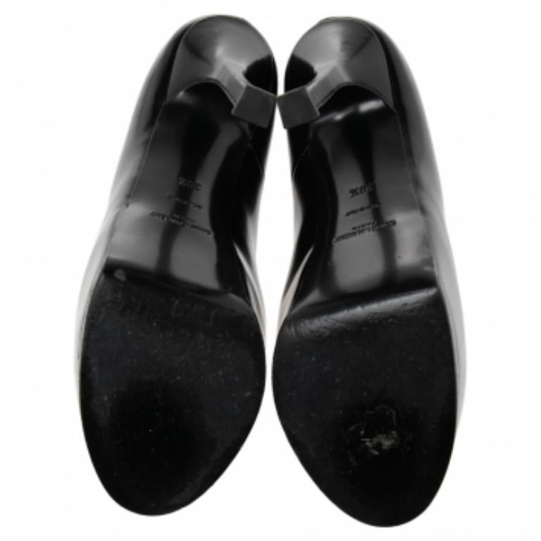 Saint Laurent  Escarpins à plateforme Tribtoo en cuir noir Taille 38.5 en vente 1