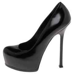 Saint Laurent Black Leather Tribtoo Platform Pumps Size 38.5