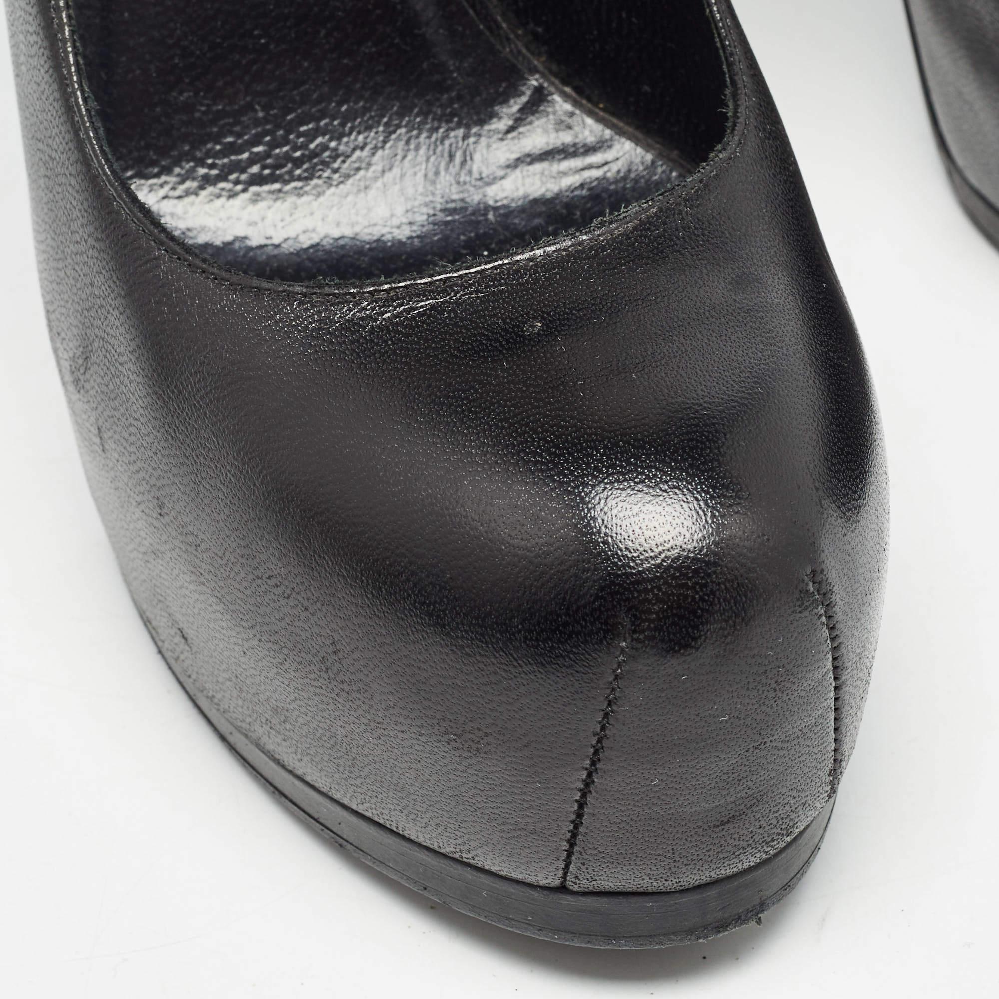 Saint Laurent escarpins Tribtoo en cuir noir Taille 38 en vente 2