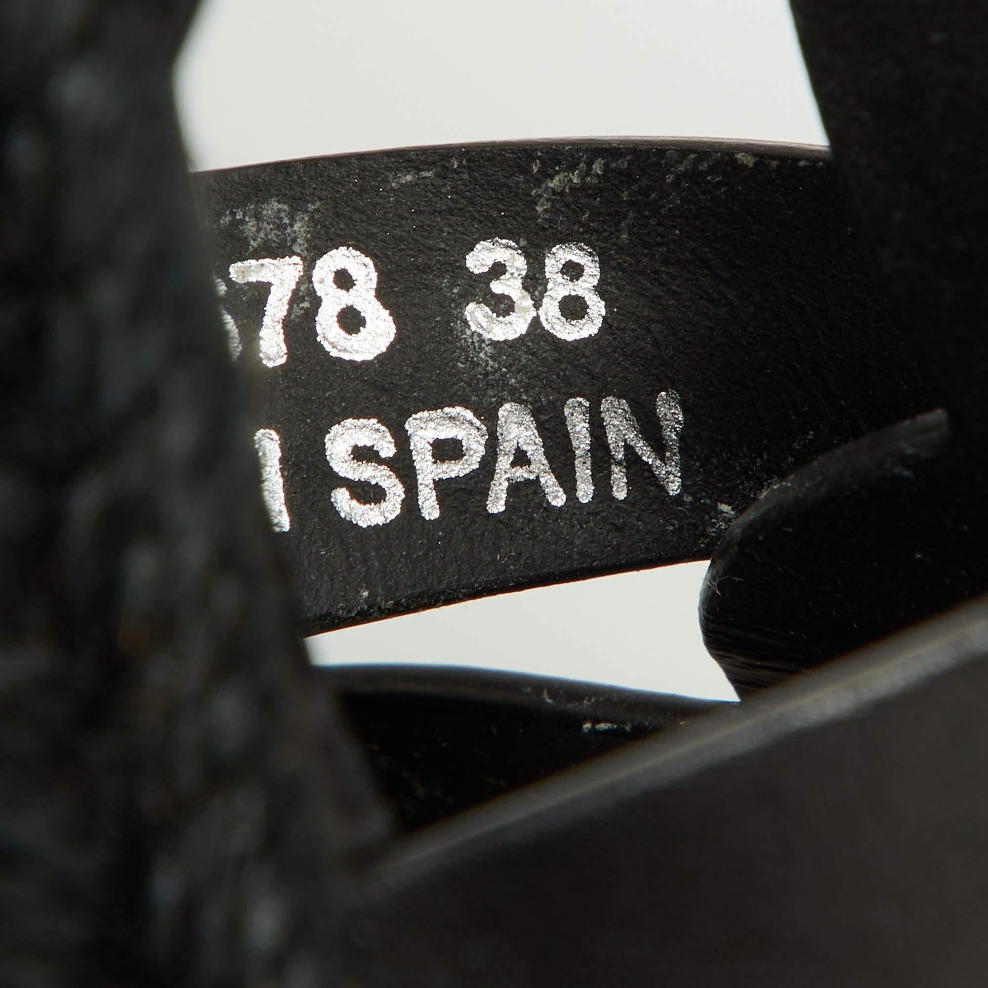 Saint Laurent Black Leather Tribute Espadrilles Wedge Sandals Size 38 2