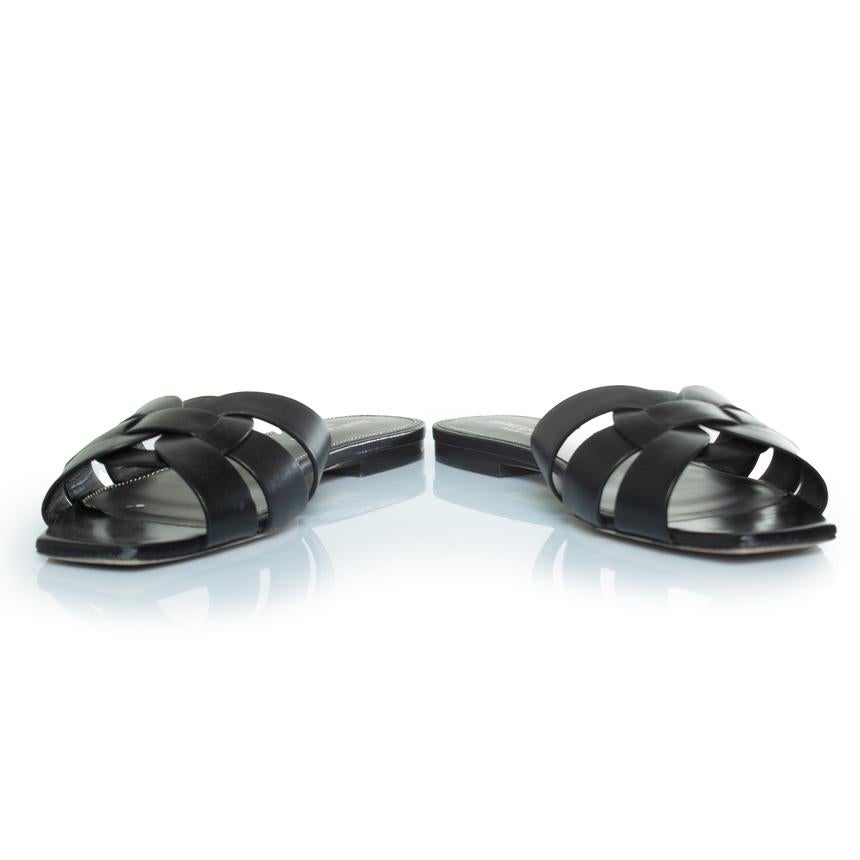 Saint Laurent, Black leather tribute mules In Excellent Condition In AMSTERDAM, NL
