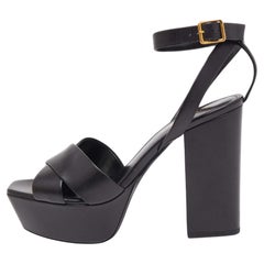 Saint Laurent Black Leather Tribute Platform Sandals