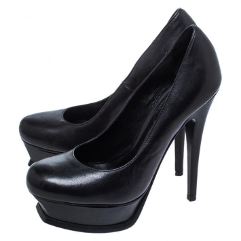 Saint Laurent - Escarpins en cuir noir Tribute - Taille 36 Bon état - En vente à Dubai, Al Qouz 2