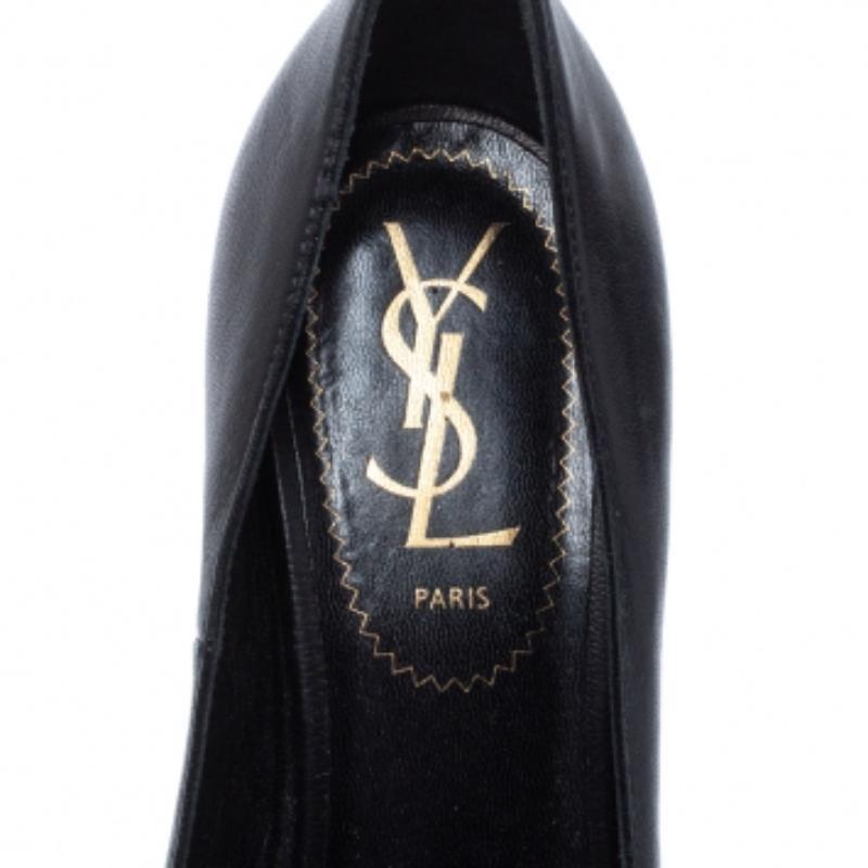 Saint Laurent - Escarpins en cuir noir Tribute - Taille 36 en vente 1