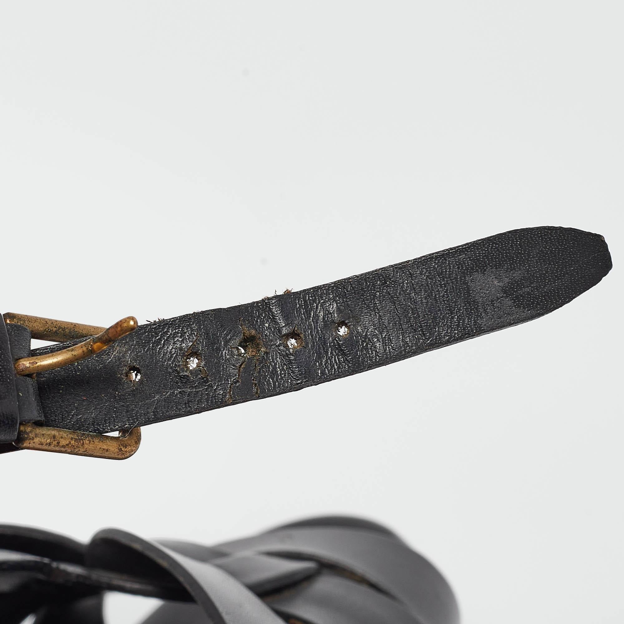 Saint Laurent Black Leather Tribute Sandals Size 39.5 4