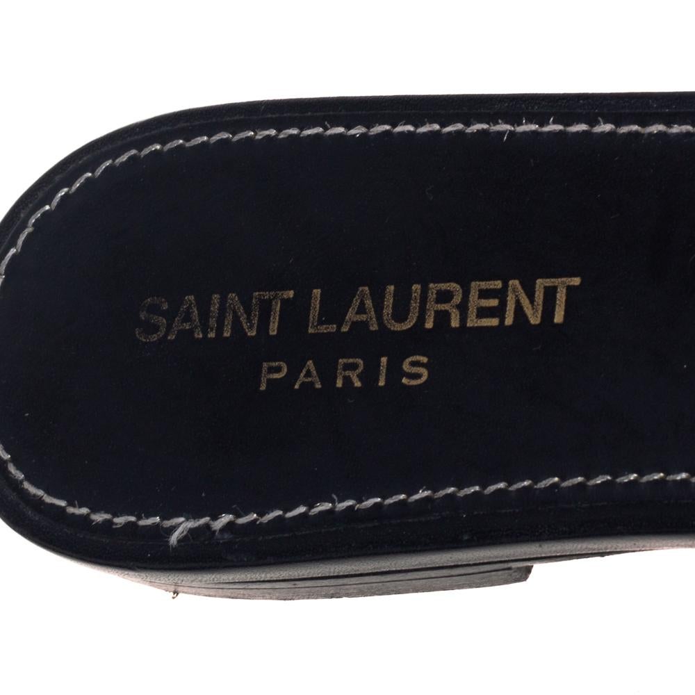 Saint Laurent Black Leather Tribute Slide Sandals Size 40 2