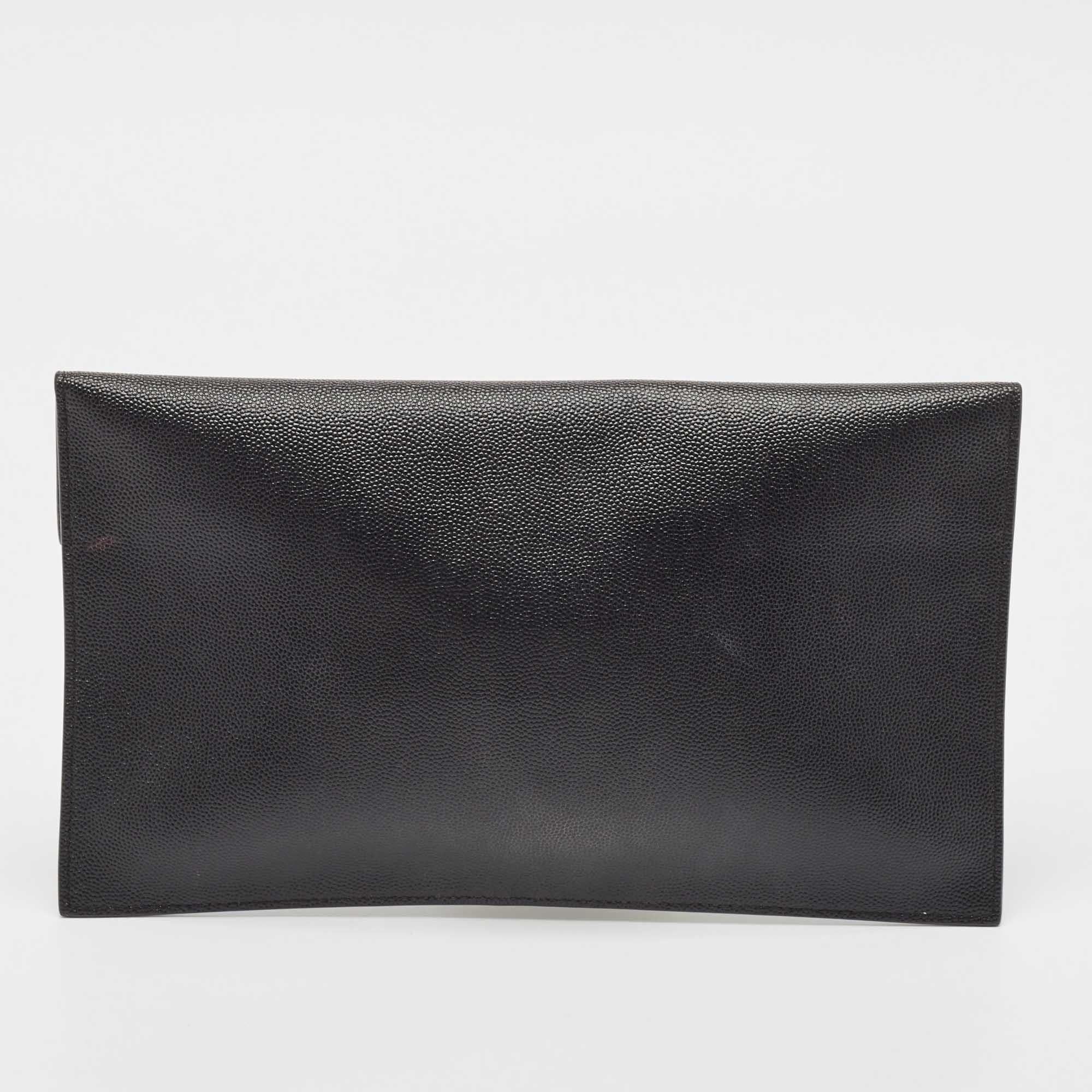 Women's Saint Laurent Black Leather Uptown Pouch