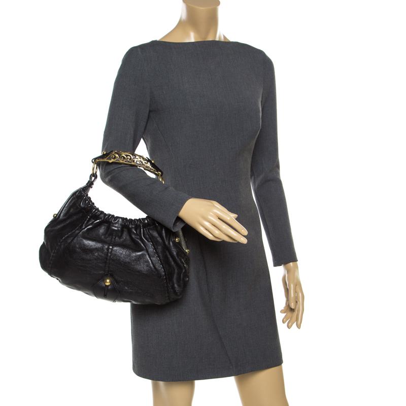 Saint Laurent Black Leather Vincennes Mombasa Hobo In Good Condition In Dubai, Al Qouz 2