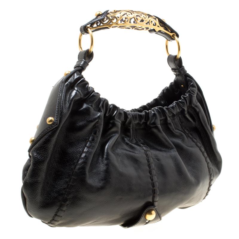 Women's Saint Laurent Black Leather Vincennes Mombasa Hobo