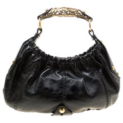 Saint Laurent Vincennes Mombasa Hobo aus schwarzem Leder