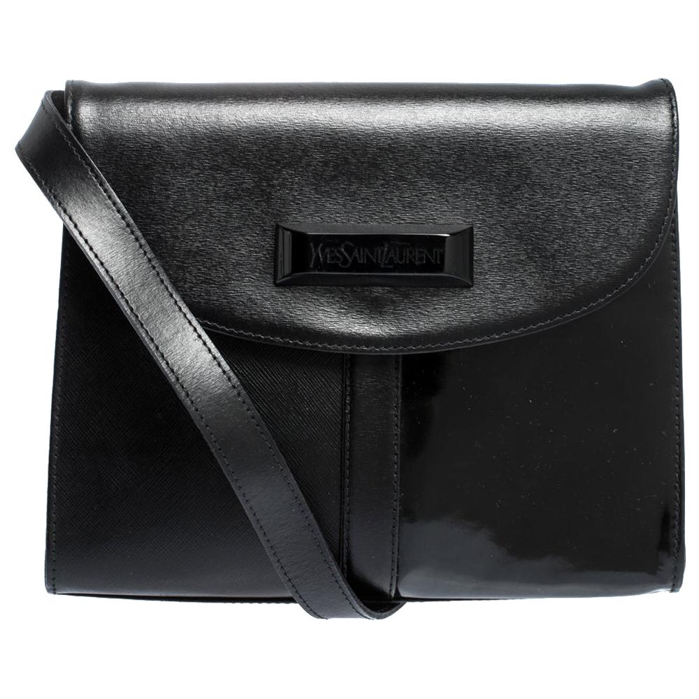 Saint Laurent Black Leather Vintage Flap Shoulder Bag