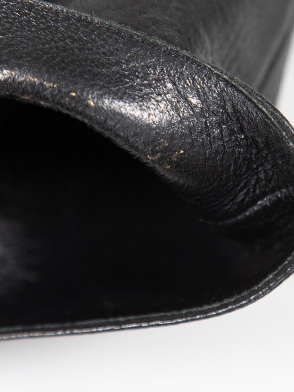 Saint Laurent Black Leather Wedge Mid Calf Boots Size IT 36 For Sale 2