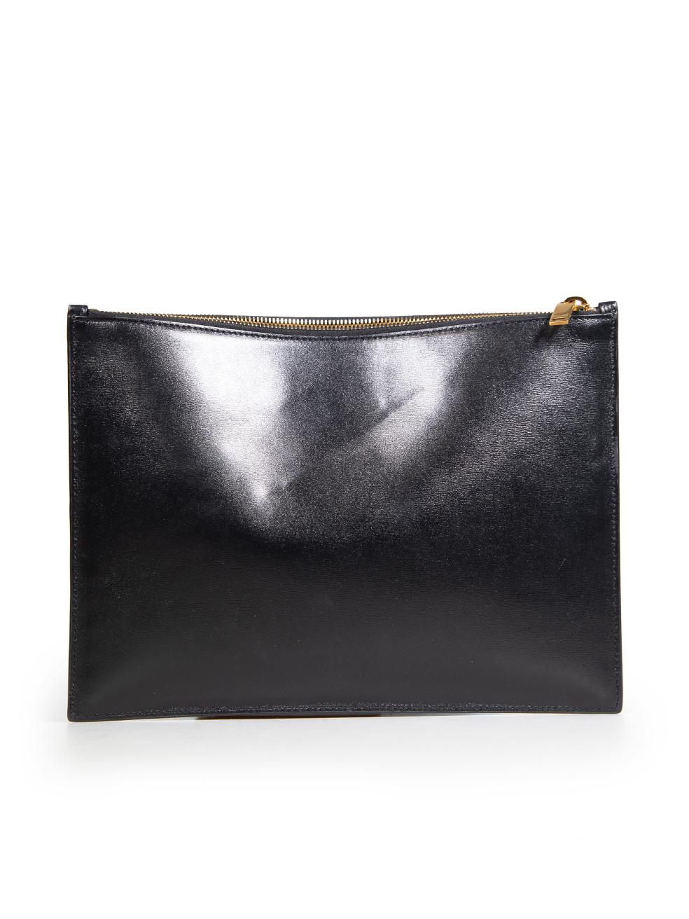Saint Laurent Black Leather & Wicker Clutch Bag In Good Condition In London, GB