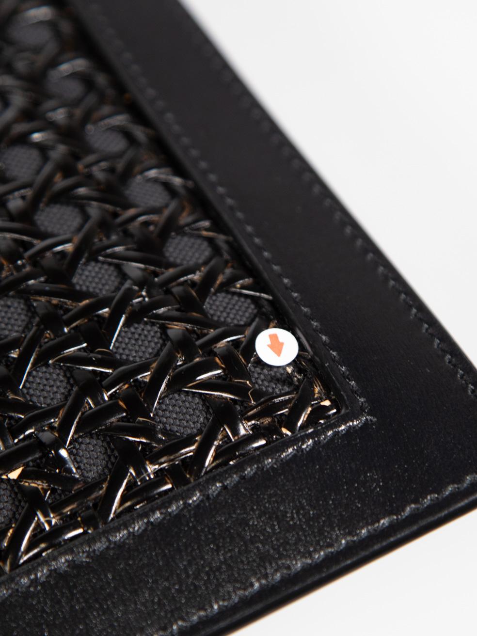Saint Laurent Black Leather & Wicker Clutch Bag 3