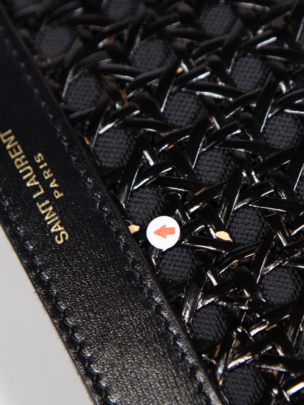 Saint Laurent Black Leather & Wicker Clutch Bag 4