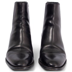 SAINT LAURENT black leather WYATT 40 Ankle Boots Shoes 38