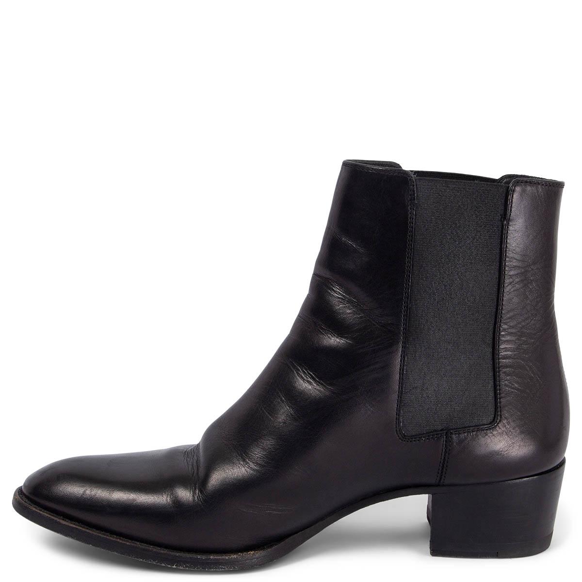 Black SAINT LAURENT black leather WYATT 40 Ankle Boots Shoes 38 For Sale