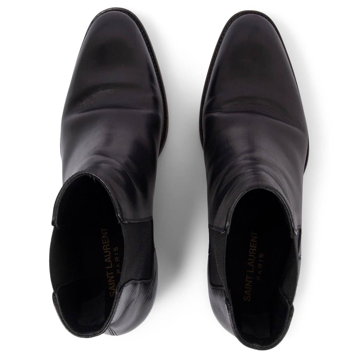 Women's SAINT LAURENT black leather WYATT 40 Ankle Boots Shoes 38 For Sale