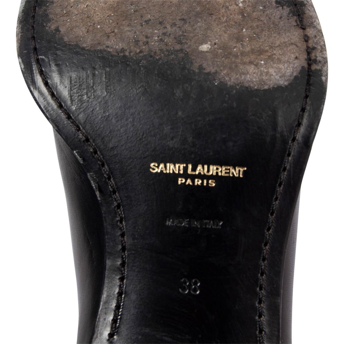 SAINT LAURENT black leather WYATT 40 Ankle Boots Shoes 38 For Sale 1