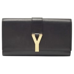 Saint Laurent Black Leather Y-Ligne Clutch