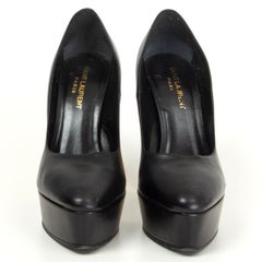 SAINT LAURENT black leather ZIGGY 105 Platform Pumps Shoes 38