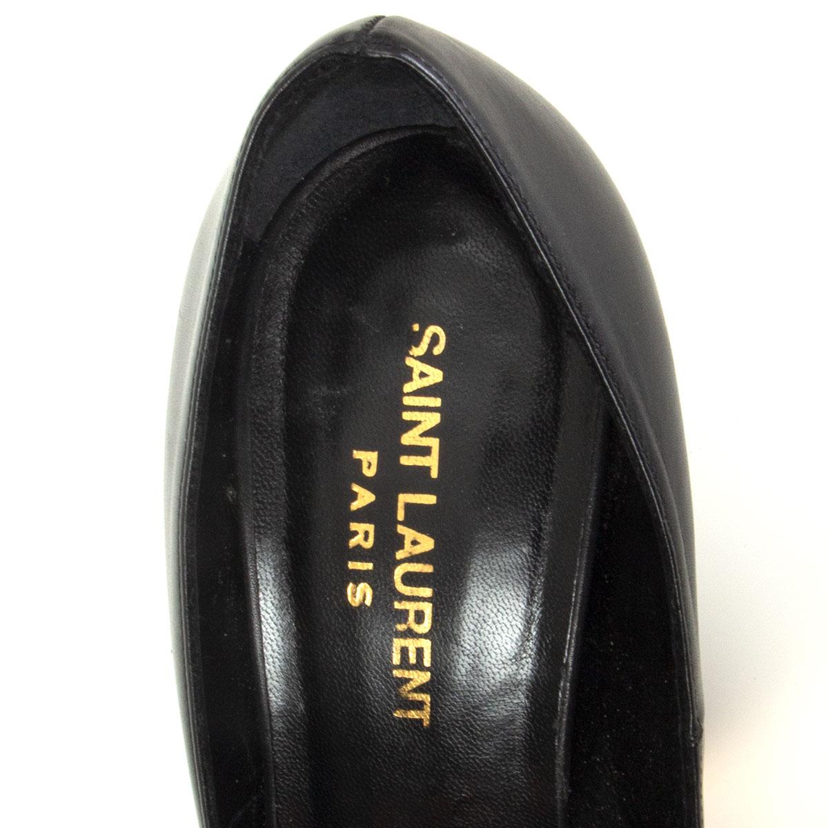SAINT LAURENT black leather ZIGGY 105 Platform Pumps Shoes 38 1