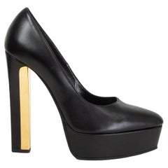 SAINT LAURENT black leather ZIGGY 105 Platform Pumps Shoes 38