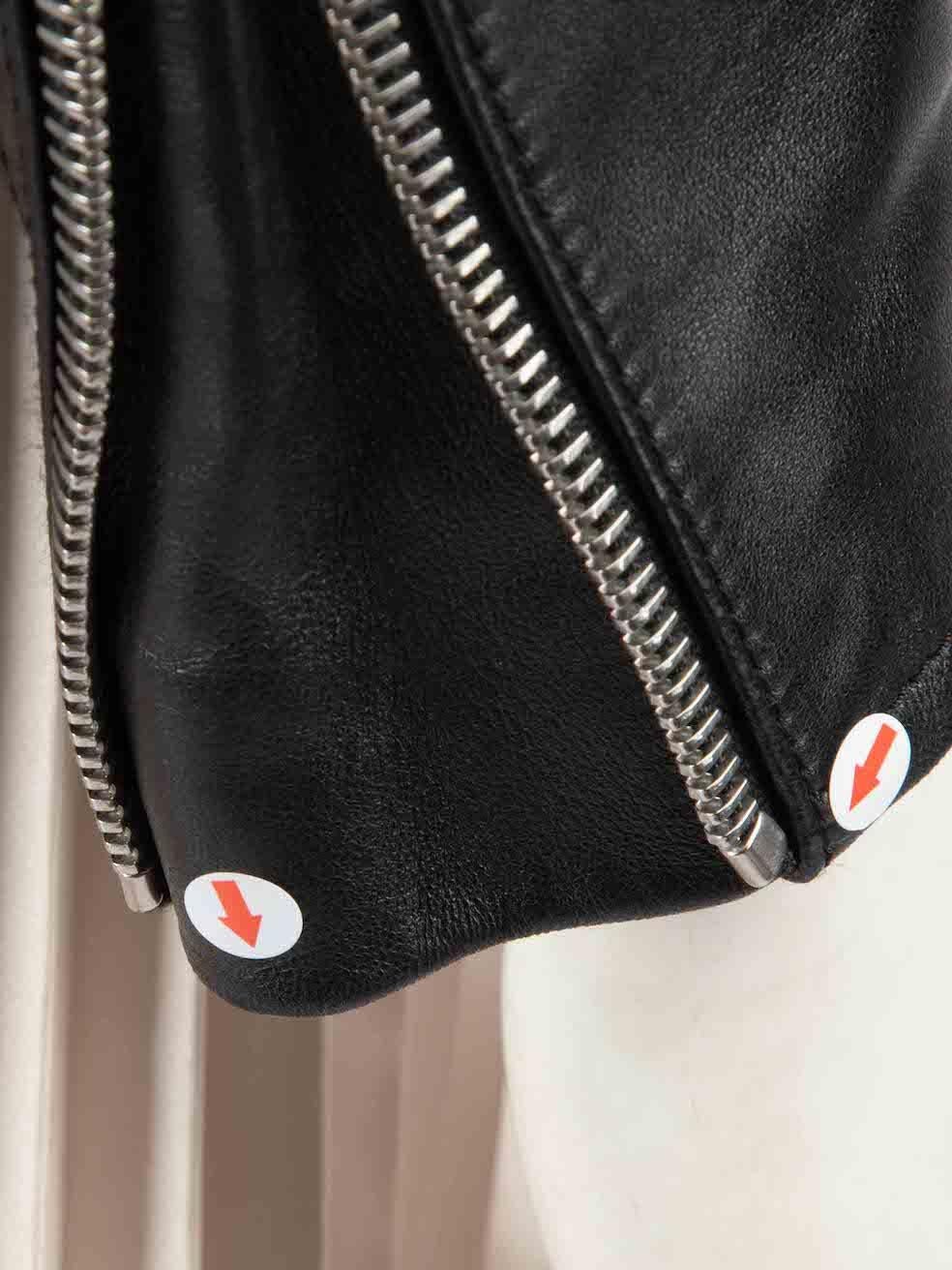 Saint Laurent Black Leather Zip Detail Biker Jacket Size M For Sale 1