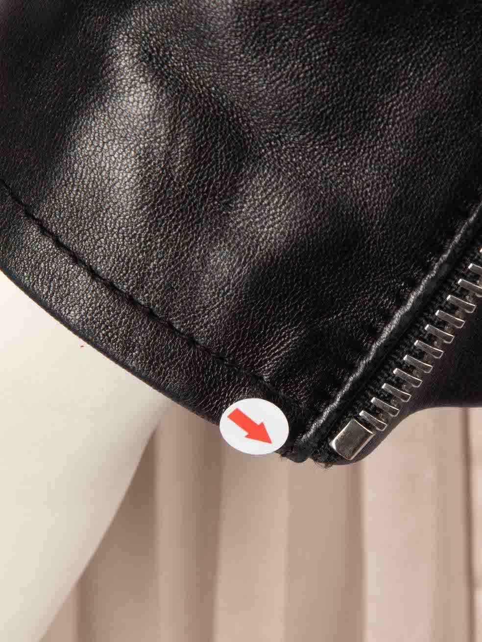 Saint Laurent Black Leather Zip Detail Biker Jacket Size M For Sale 2