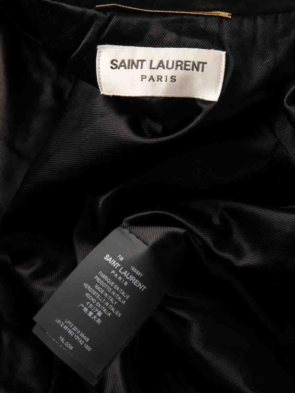 Saint Laurent Black Leather Zip Detail Biker Jacket Size M For Sale 3