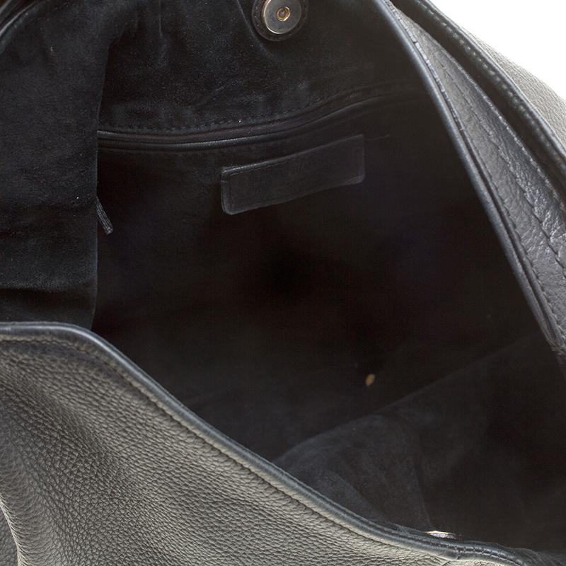 Saint Laurent Black Leather Zip Hobo 3