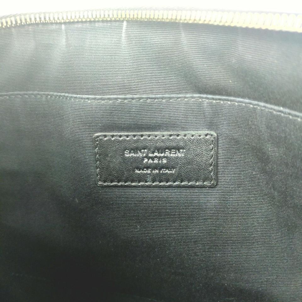 Saint Laurent Black Leather Zip Pouch Portfolio Clutch 862992 For Sale 6