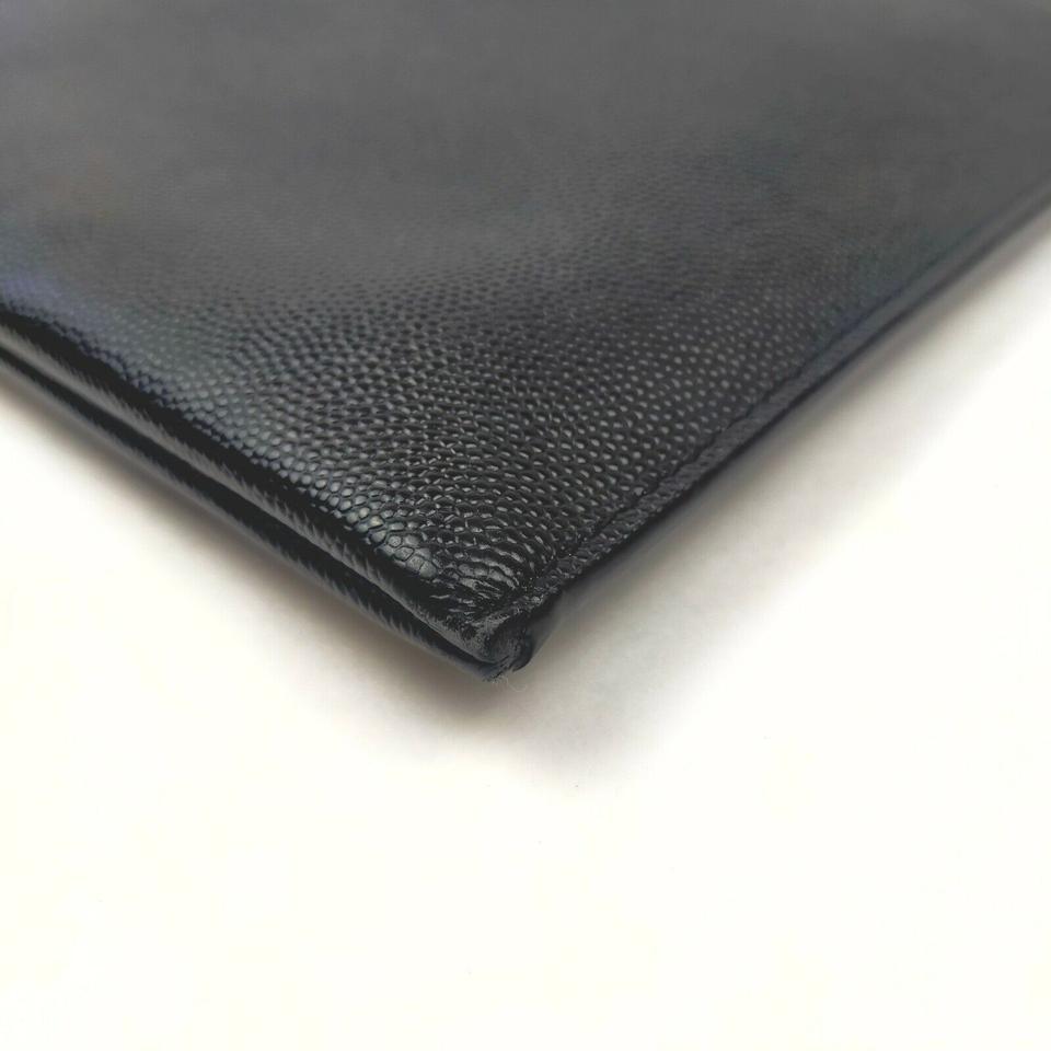 Saint Laurent Black Leather Zip Pouch Portfolio Clutch 862992 For Sale 8