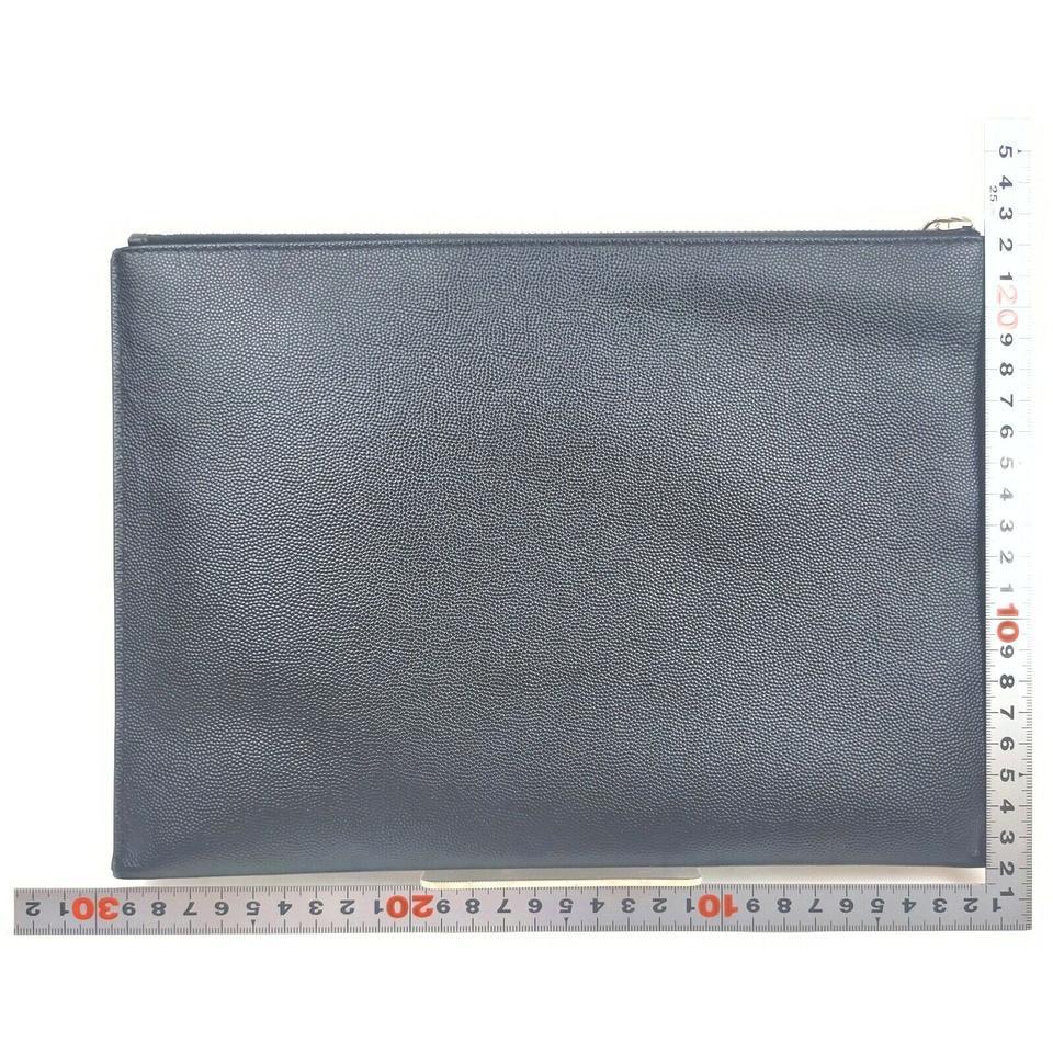 Saint Laurent Black Leather Zip Pouch Portfolio Clutch 862992 For Sale 5